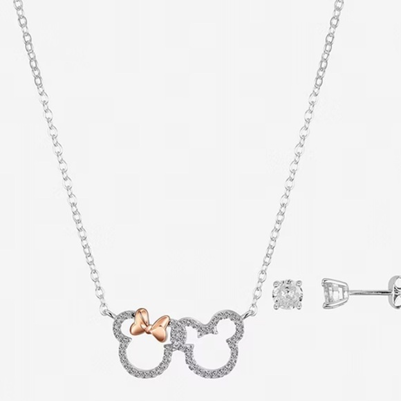 Disney Jewelry - Disney Classics Jewelry | Mickey and Minnie Necklace & Earrings 2 Piece Set